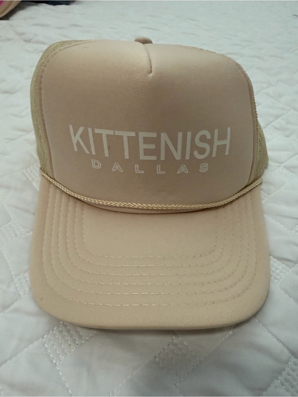Kittenish Dallas Trucker Hat in Tan